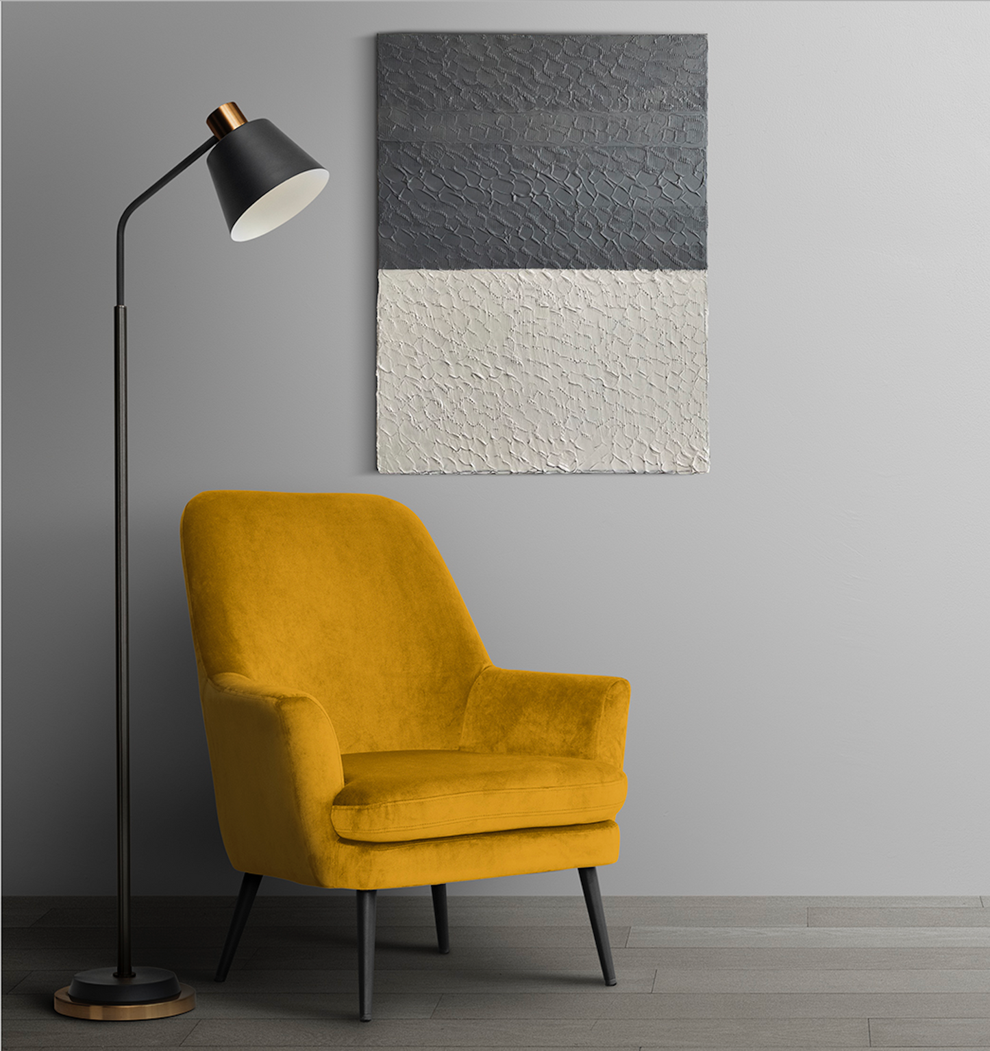 Tablou minimalist lucrat manual, in relief - "Duo"
