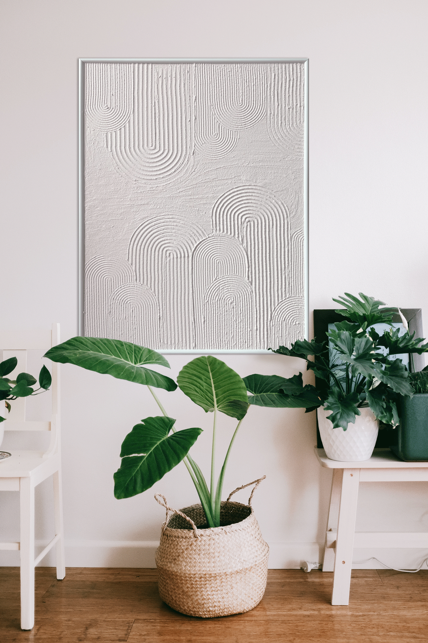 Tablou minimalist lucrat manual, in relief - "Stillness"