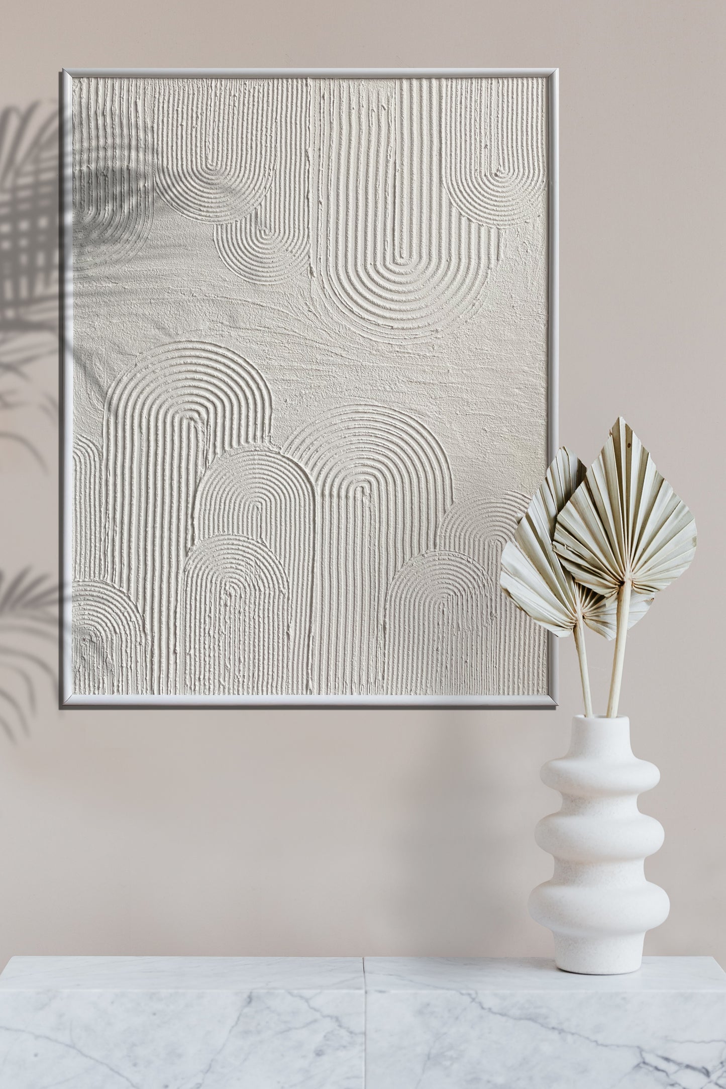 Tablou minimalist lucrat manual, in relief - "Stillness"
